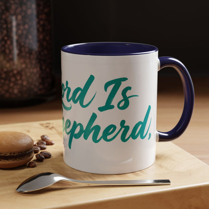 Scripture Accent Coffee Mug — Teal Hand-Lettered Encouragement (11/15 oz)