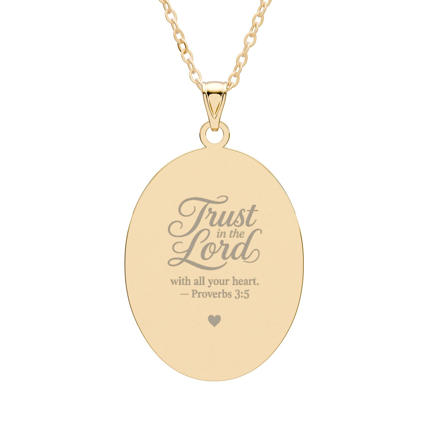 Oval Pendant Necklace - Inspirational 'Trust in the Lord' Engraving