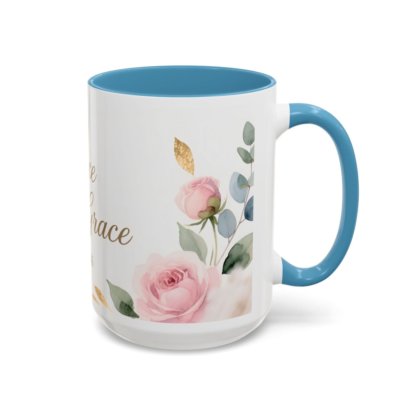 Grace Upon Grace Coffee Mug — Floral John 1:16 Scripture Accent Mug