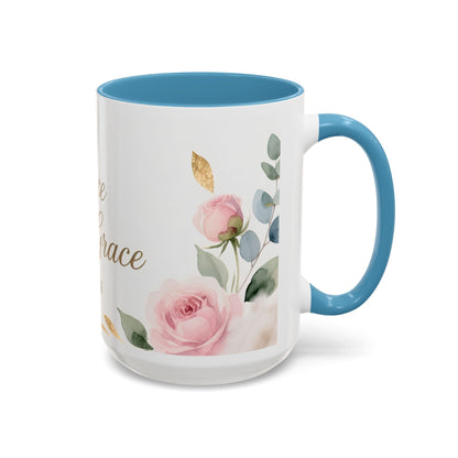 Grace Upon Grace Coffee Mug — Floral John 1:16 Scripture Accent Mug