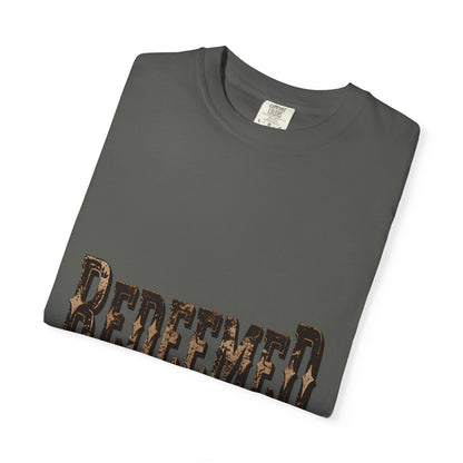 Garment-Dyed Statement Tee — Bold Single-Word Typographic Front
