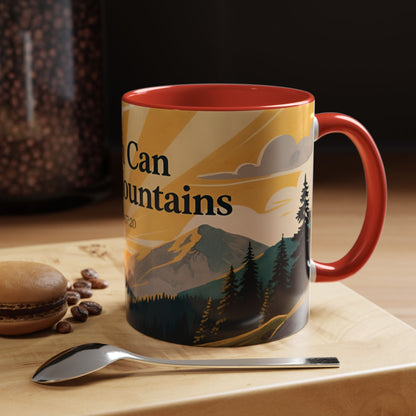 Faith Can Move Mountains Coffee Mug — Matthew 17:20 Inspirational Accent Mug