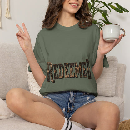Garment-Dyed Statement Tee — Bold Single-Word Typographic Front