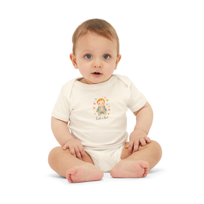 Infant One-Piece Bodysuit — Cute Little Girl Illustration "Hello World" Baby Bodysuit