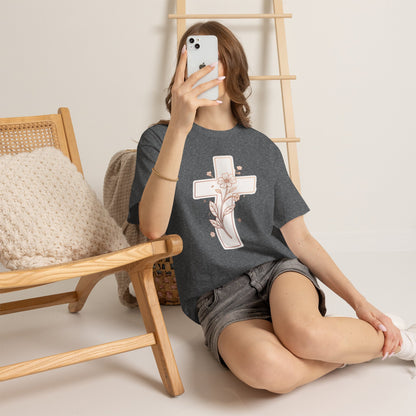 Floral Cross Tee — Delicate Bloom Christian T-Shirt