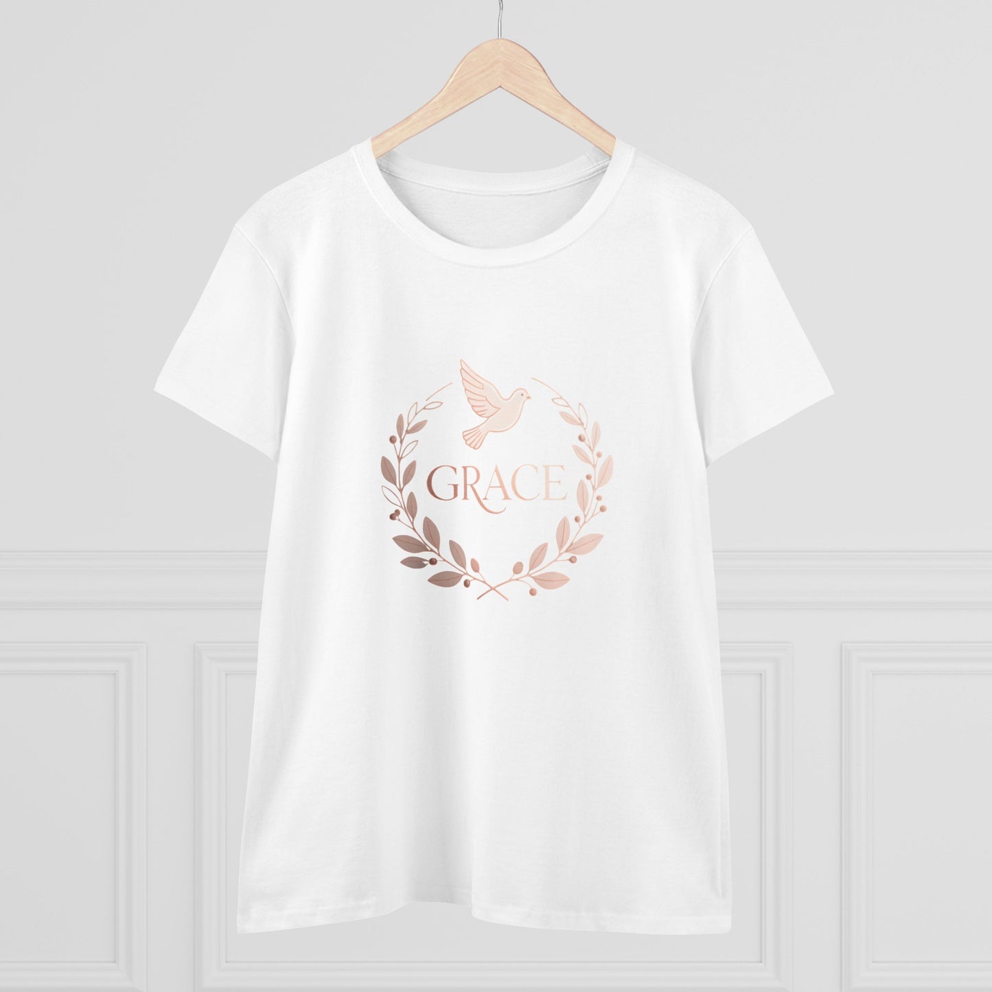 Graceful Dove Wreath Tee — Women's Rose-Gold Reminder Tee
