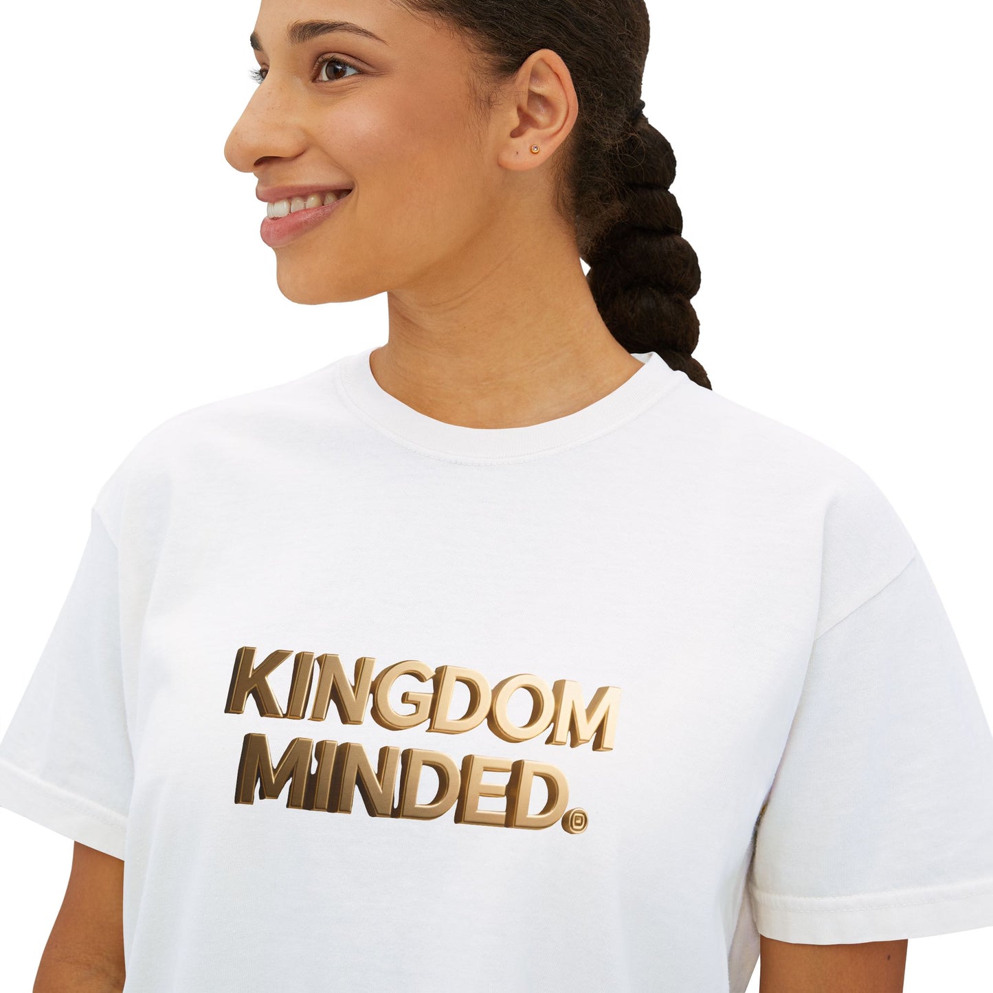 Kingdom Minded Boxy Tee — Women's Faith-Inspired Cropped T-Shirt