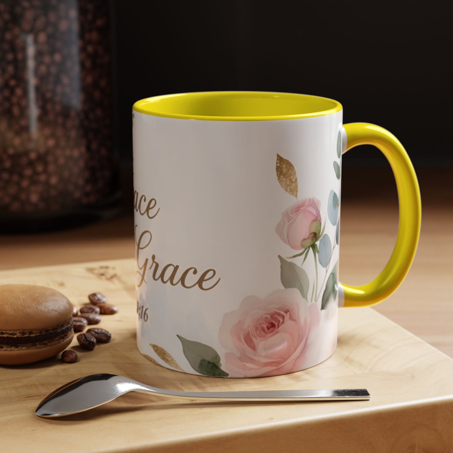 Grace Upon Grace Coffee Mug — Floral John 1:16 Scripture Accent Mug