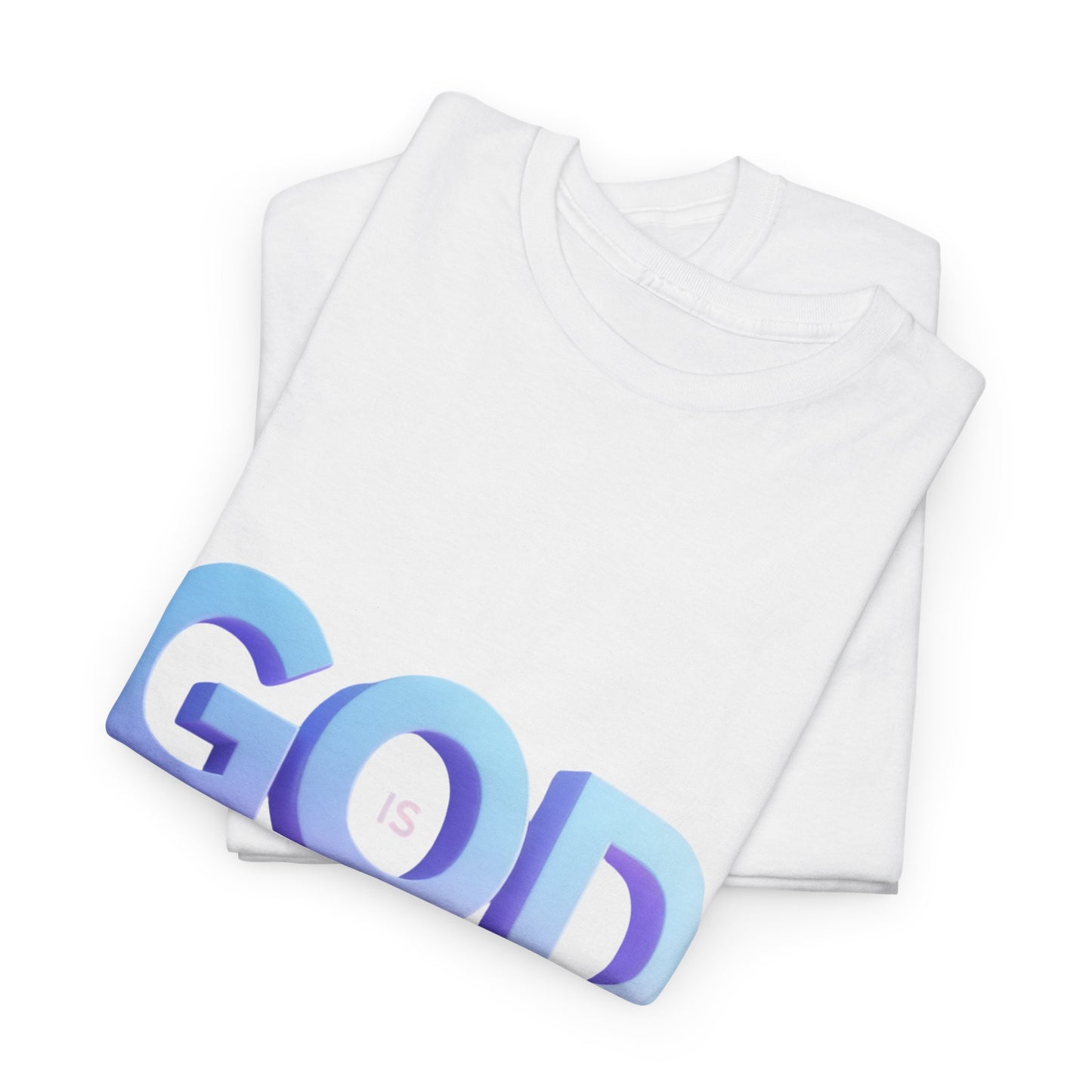 God Greater Gradient Tee — Soft Blue & Lilac Faith Shirt
