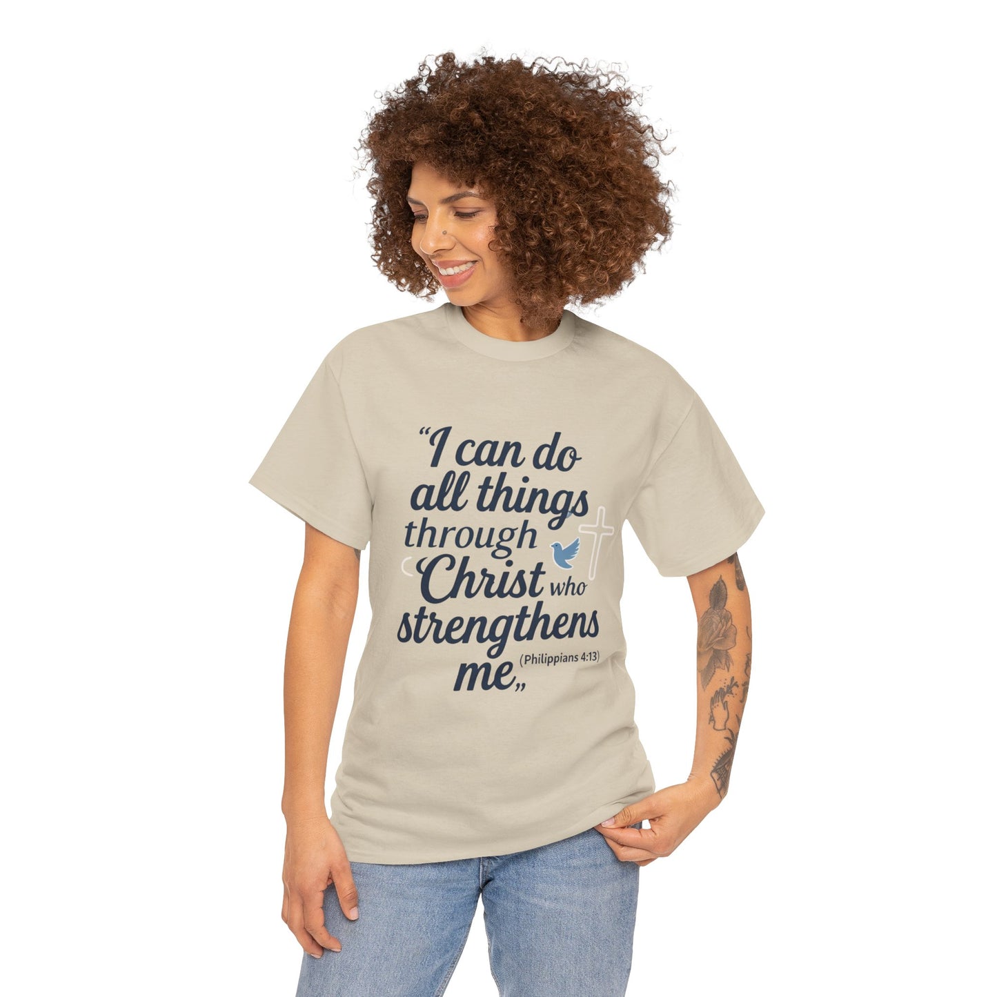 Inspirational Christian T-Shirt - "I Can Do All Things Through Christ" Bible Verse Tee