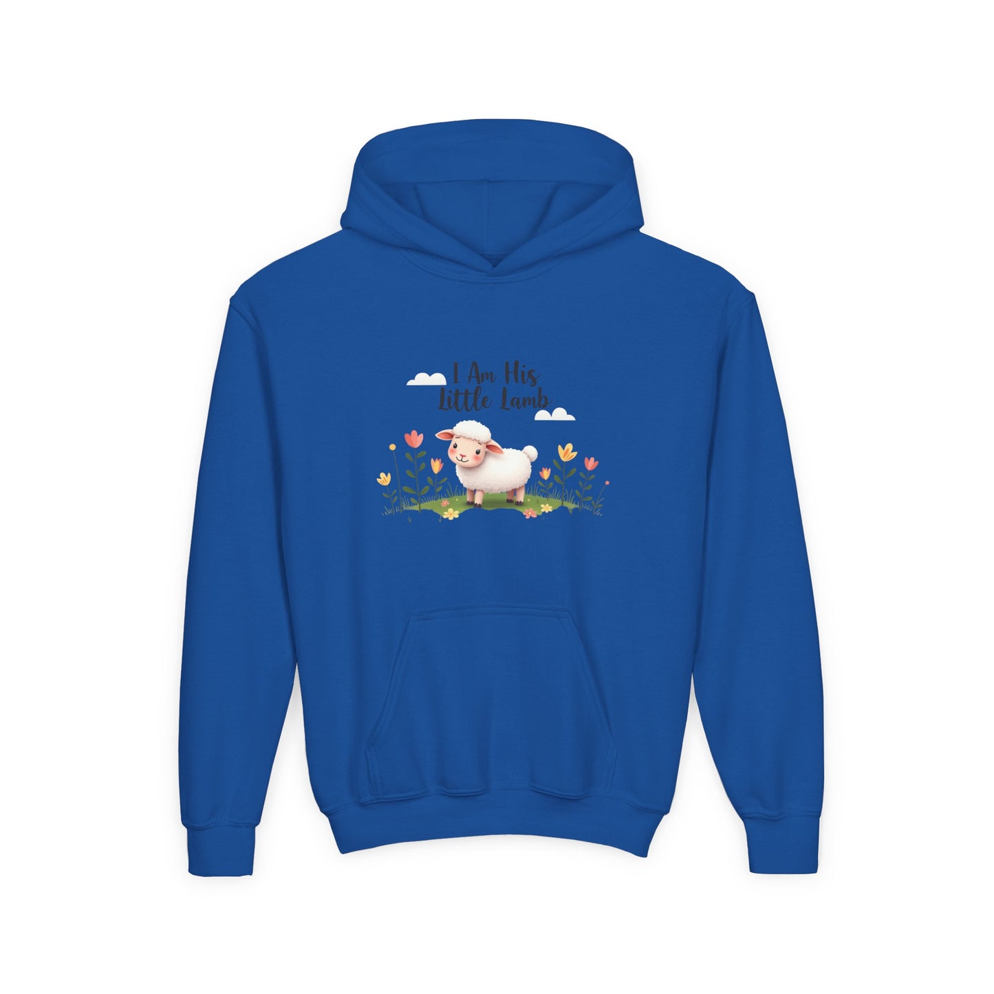 Youth Hoodie - "I Am His Little Lamb" Cute Floral Lamb Kids Pullover