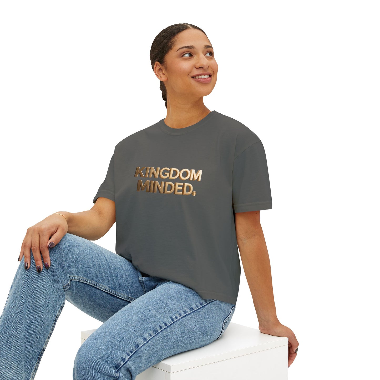 Kingdom Minded Boxy Tee — Women's Faith-Inspired Cropped T-Shirt