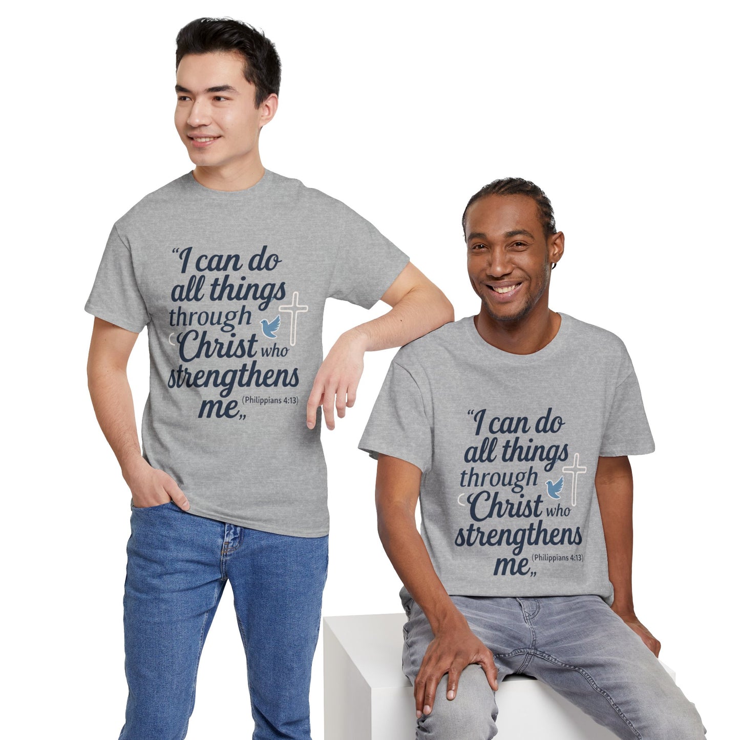 Inspirational Christian T-Shirt - "I Can Do All Things Through Christ" Bible Verse Tee