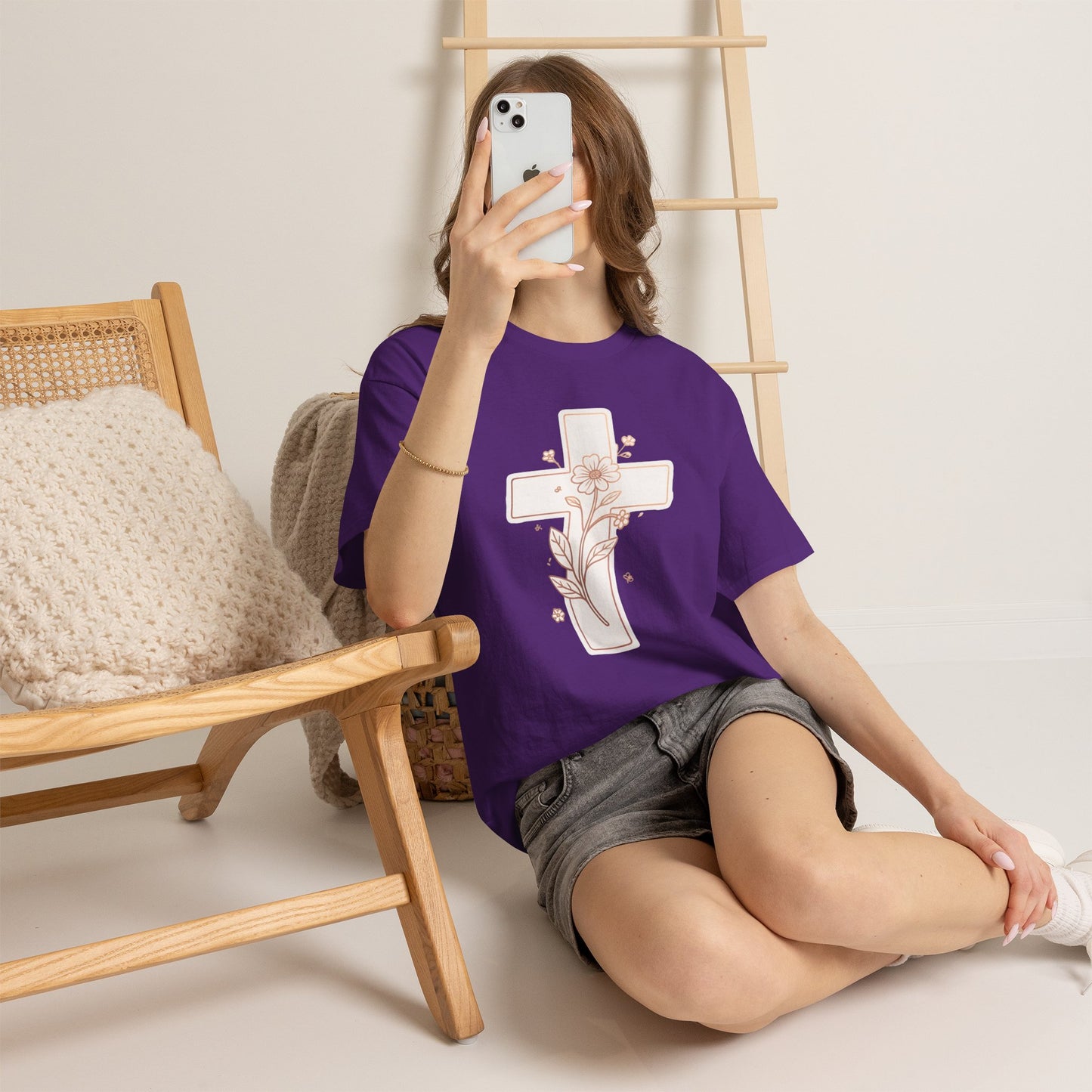 Floral Cross Tee — Delicate Bloom Christian T-Shirt