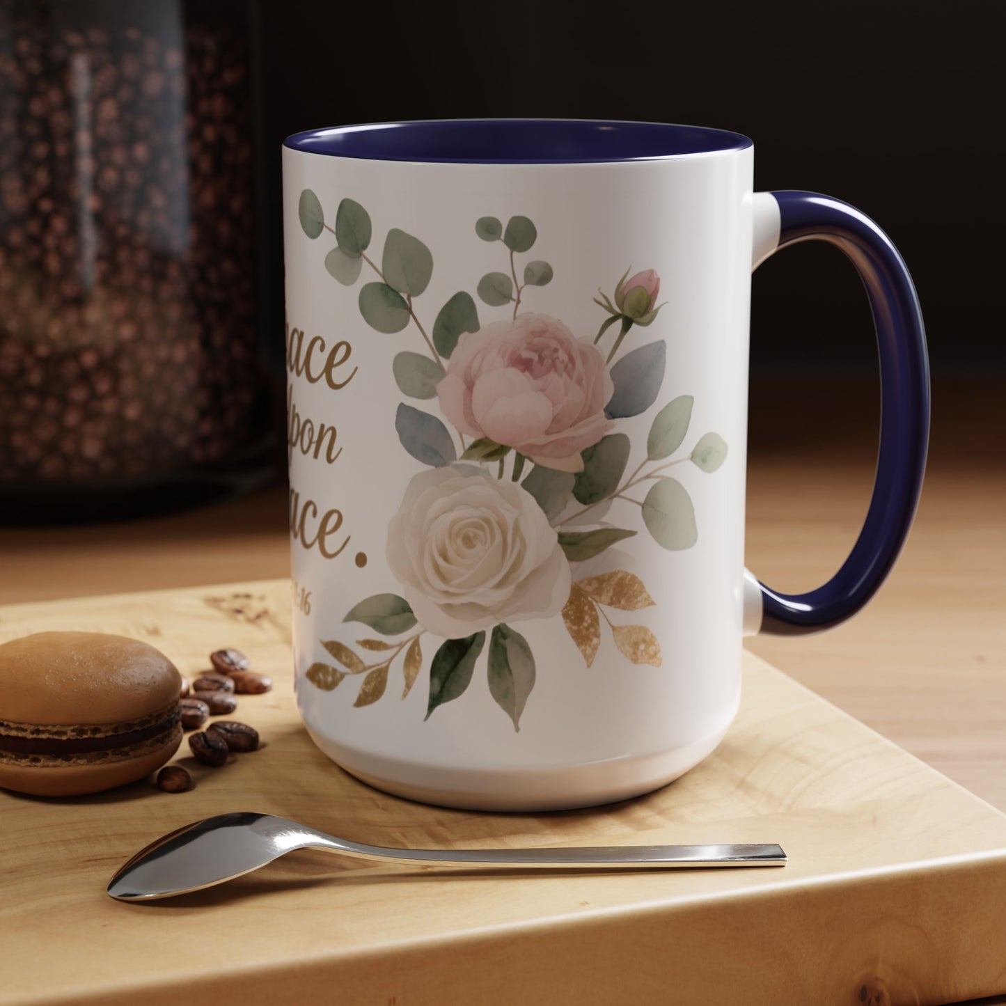 Grace Upon Grace Floral Coffee Mug — John 1:16 Scripture Accent Mug