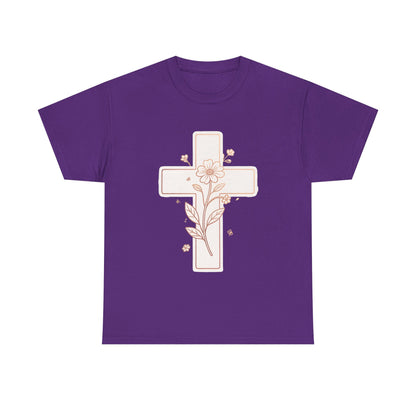 Floral Cross Tee — Delicate Bloom Christian T-Shirt