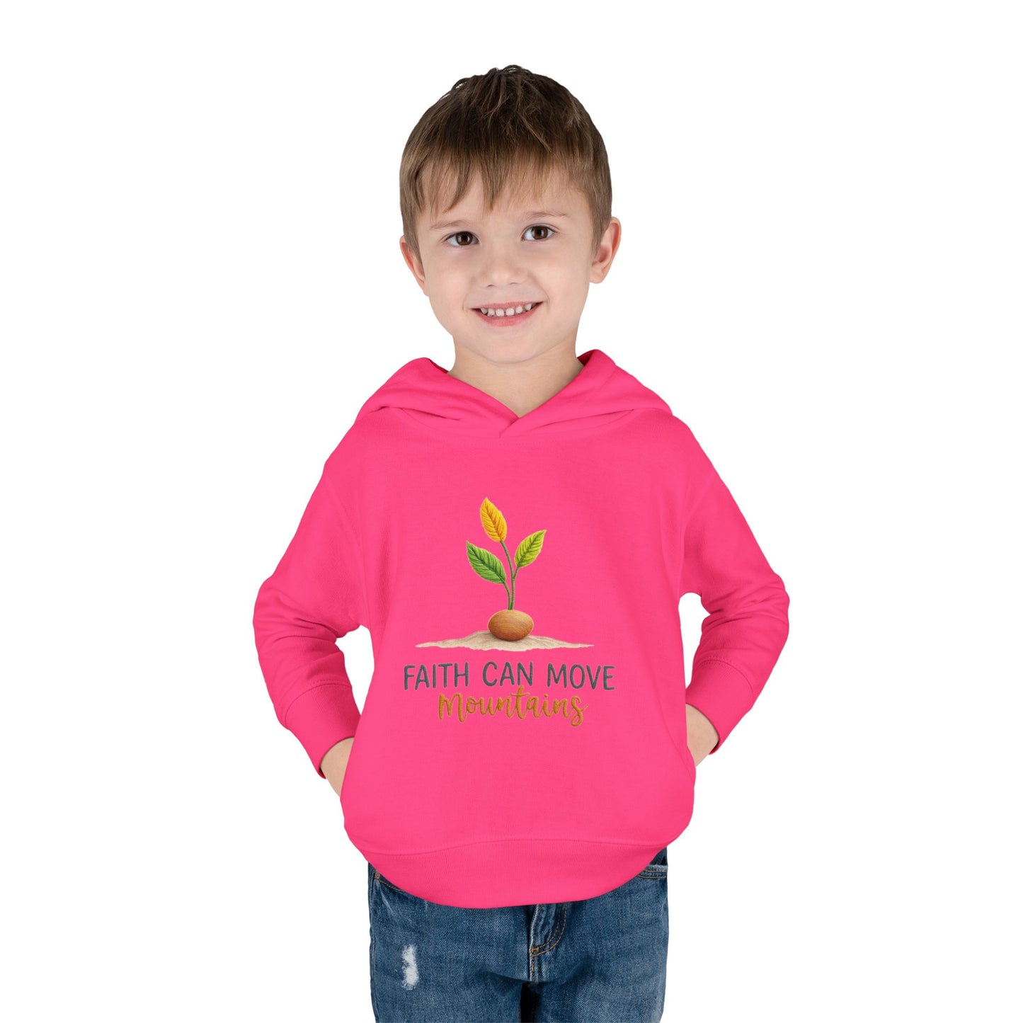 Toddler Hoodie - "Faith Can Move Mountains" Plant Graphic