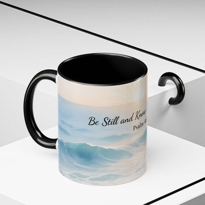 Psalm 46:10 Ocean Coffee Mug – "Be Still and Know That I Am God" Inspirational Ceramic
