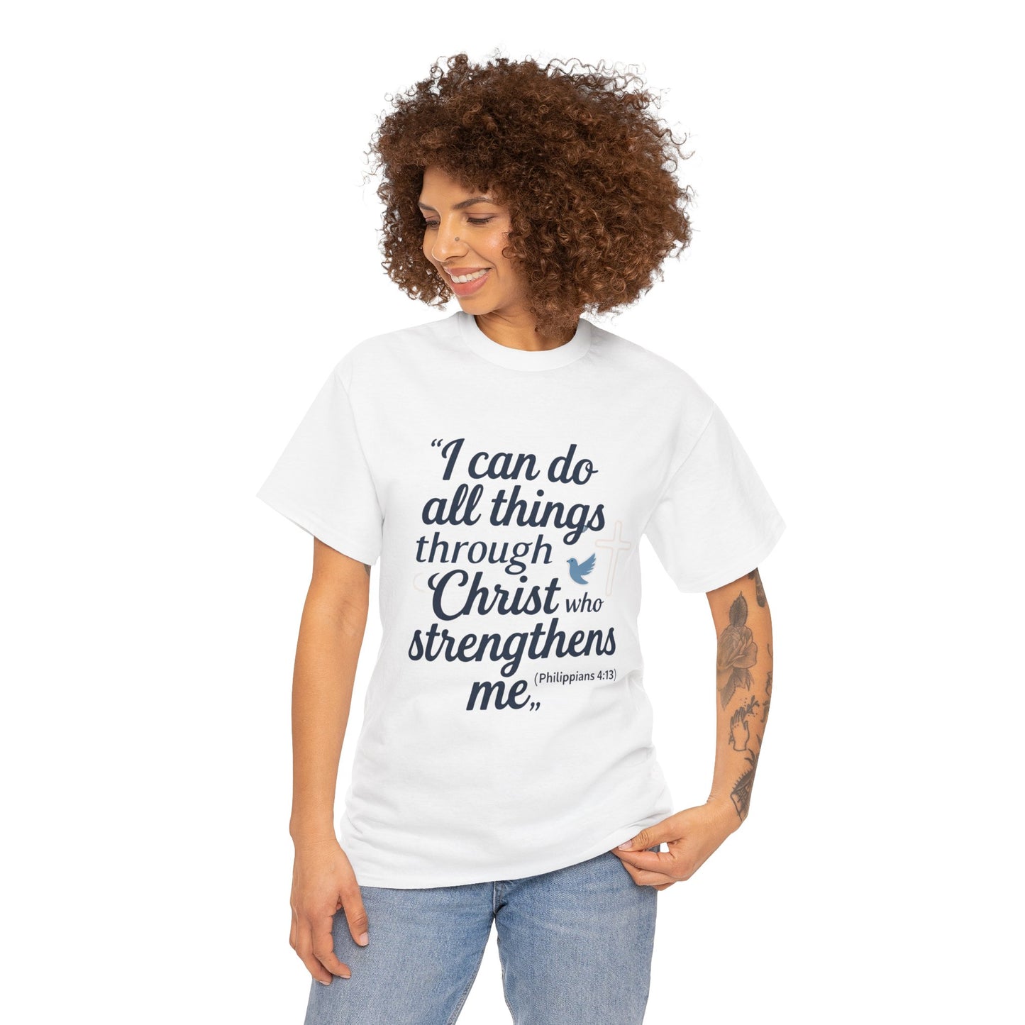 Inspirational Christian T-Shirt - "I Can Do All Things Through Christ" Bible Verse Tee