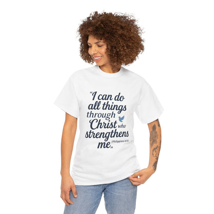 Inspirational Christian T-Shirt - "I Can Do All Things Through Christ" Bible Verse Tee