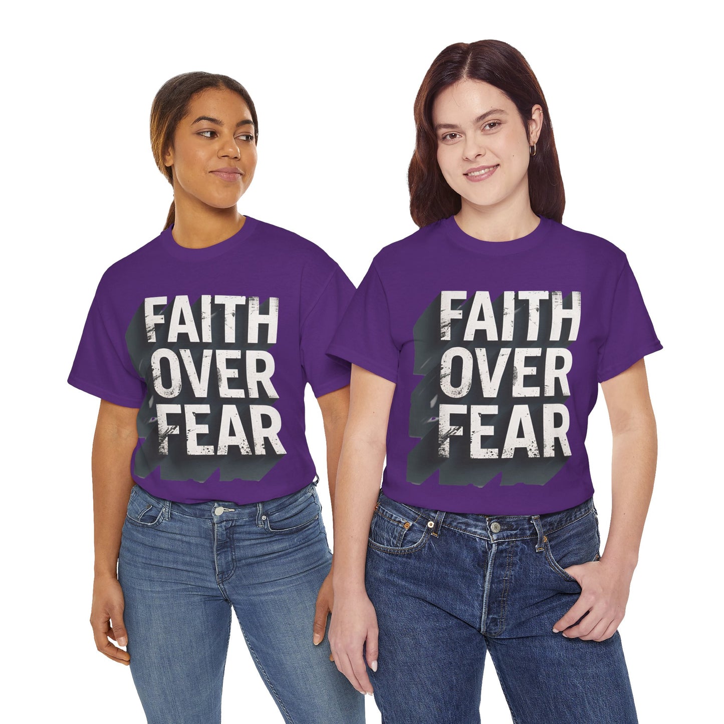 Faith Over Fear Cotton Tee — Distressed Inspirational Graphic