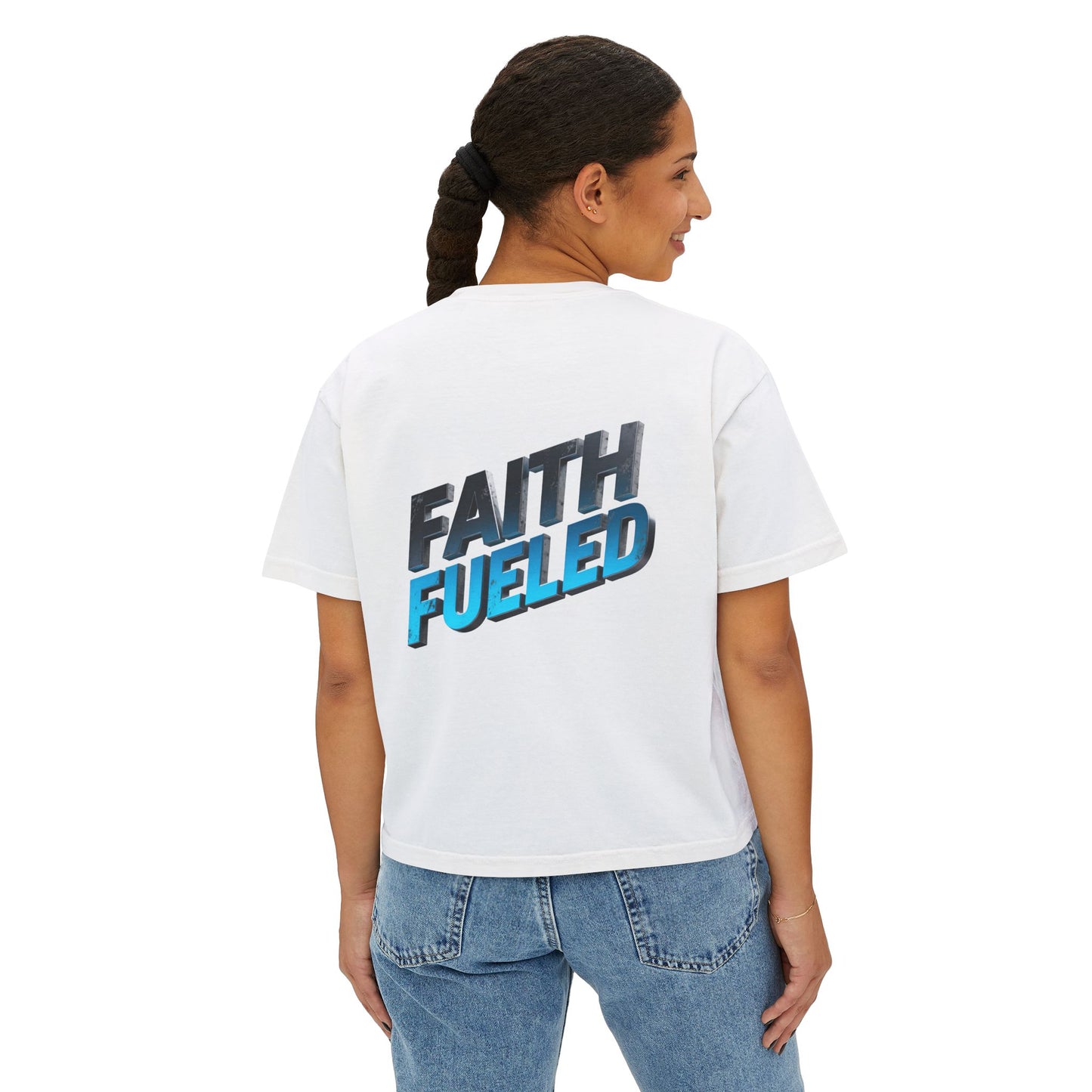 Faith Fueled Boxy Tee — Women's Inspirational Graphic Tee