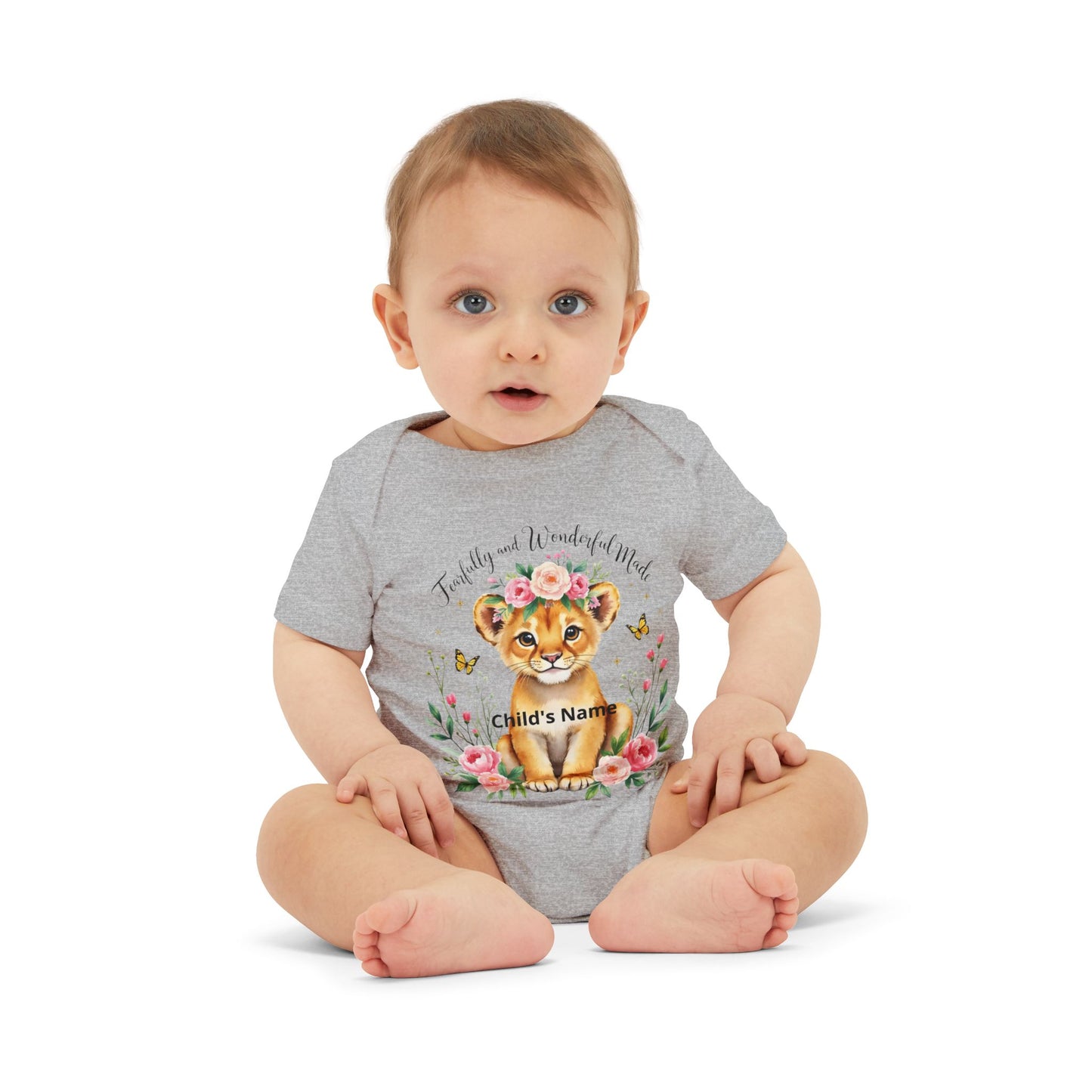 Baby Onesie - Floral Lion Cub "Wild and Wonderful" Personalized Infant Bodysuit