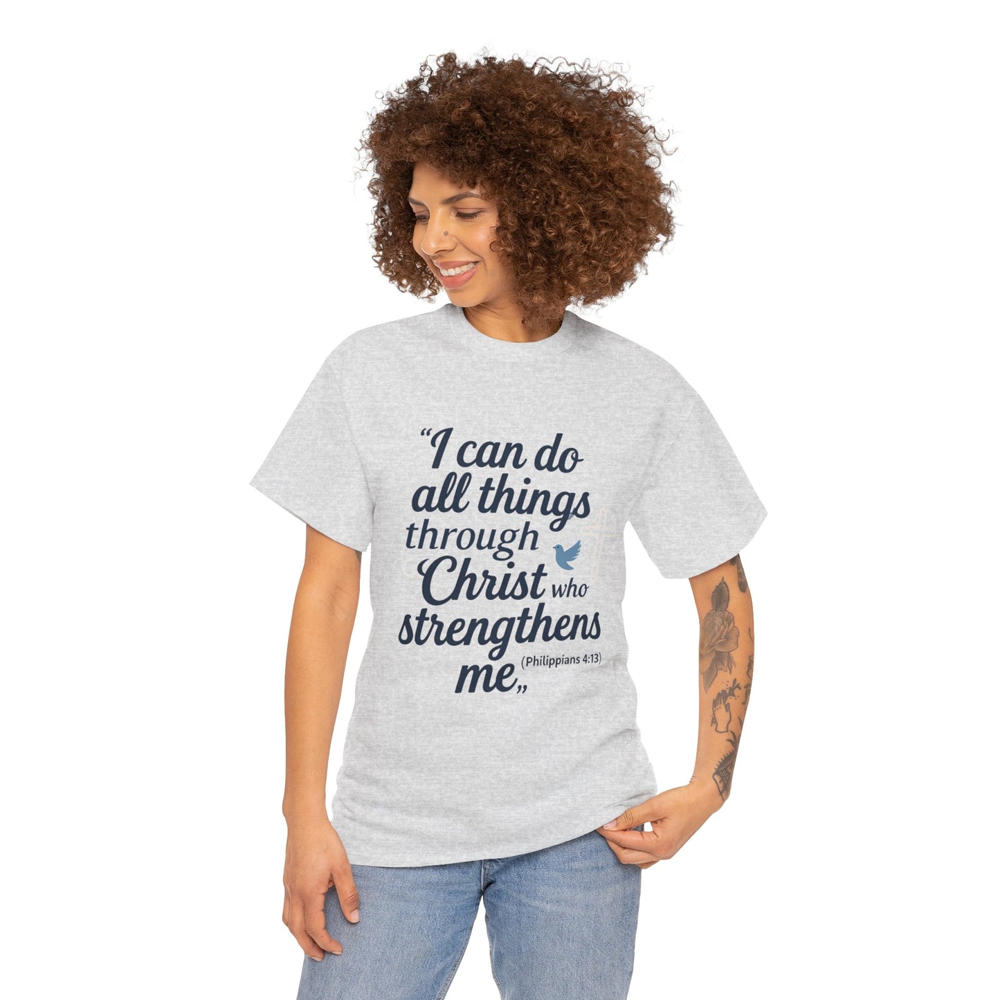 Inspirational Christian T-Shirt - "I Can Do All Things Through Christ" Bible Verse Tee
