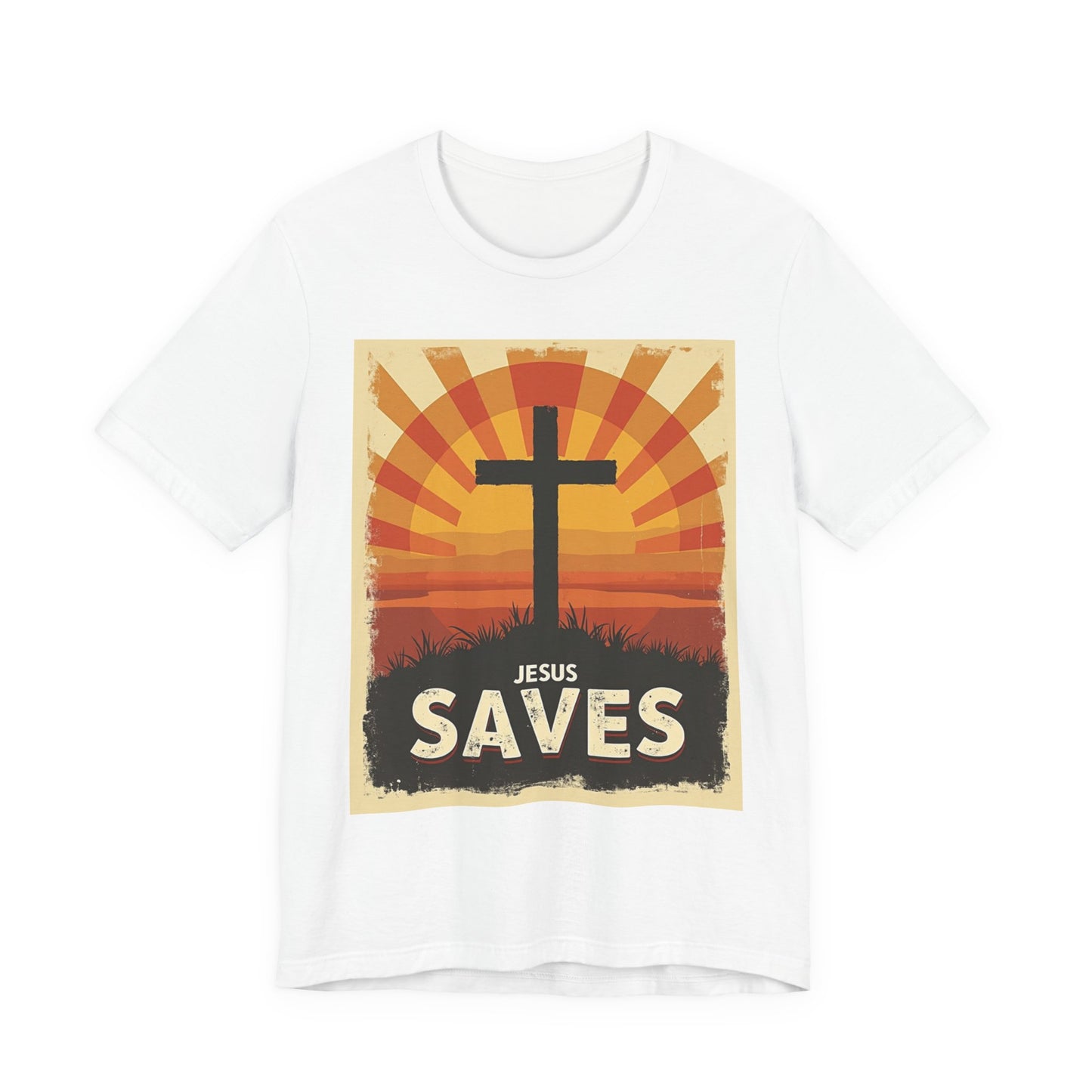 Jesus Saves Cross tee | Christian faith shirt, sunrise graphic | Perfect Gift for Mom and Dad | Friends and Family Shirt