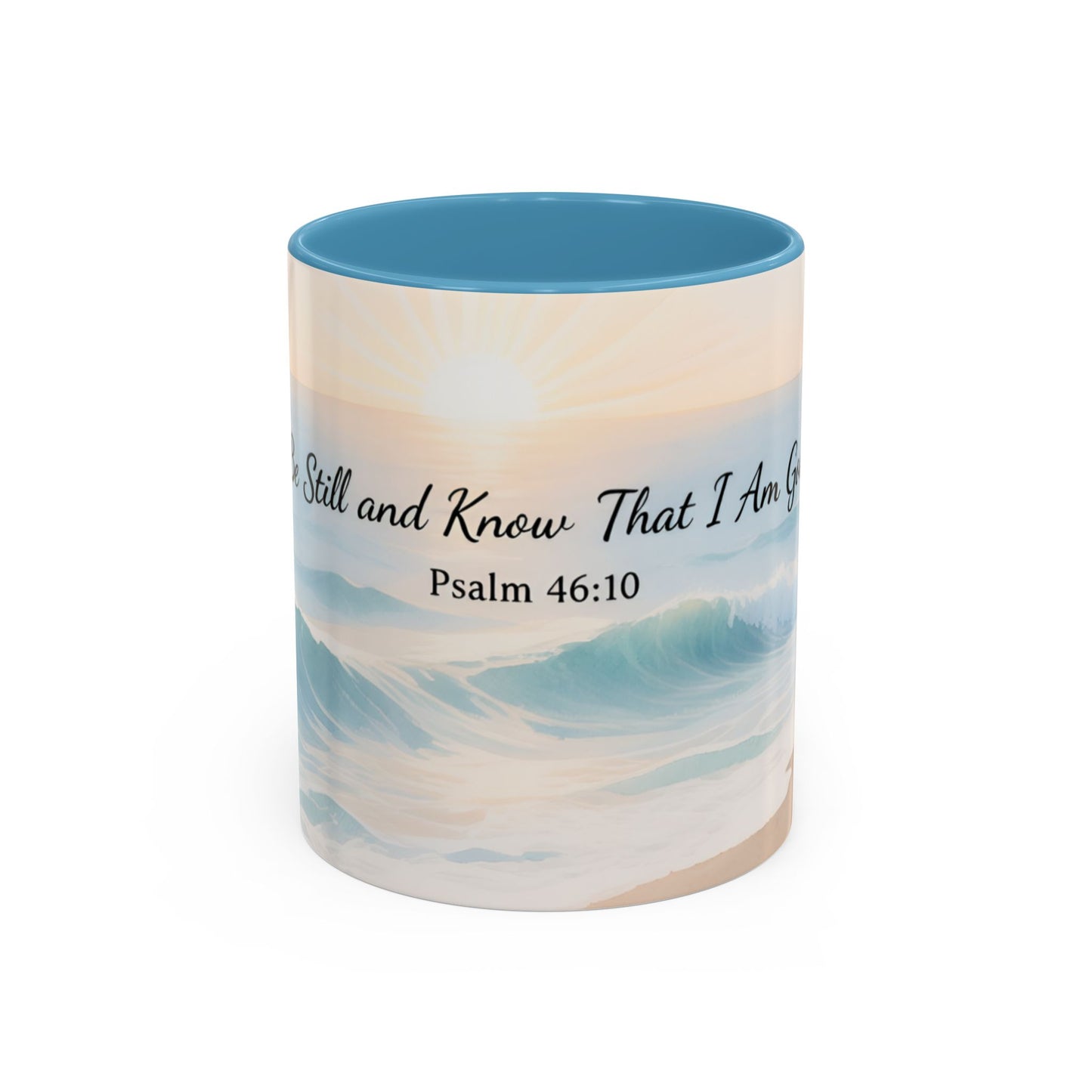 Psalm 46:10 Ocean Coffee Mug – "Be Still and Know That I Am God" Inspirational Ceramic