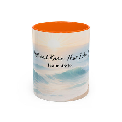 Psalm 46:10 Ocean Coffee Mug – "Be Still and Know That I Am God" Inspirational Ceramic