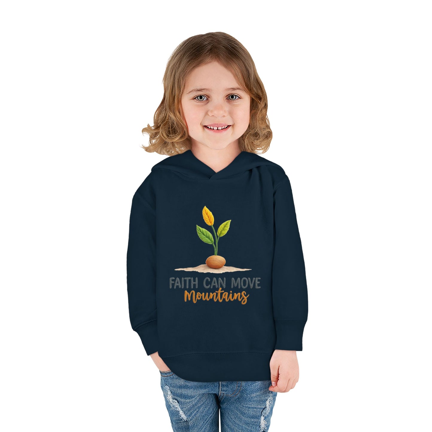 Toddler Hoodie - "Faith Can Move Mountains" Plant Graphic