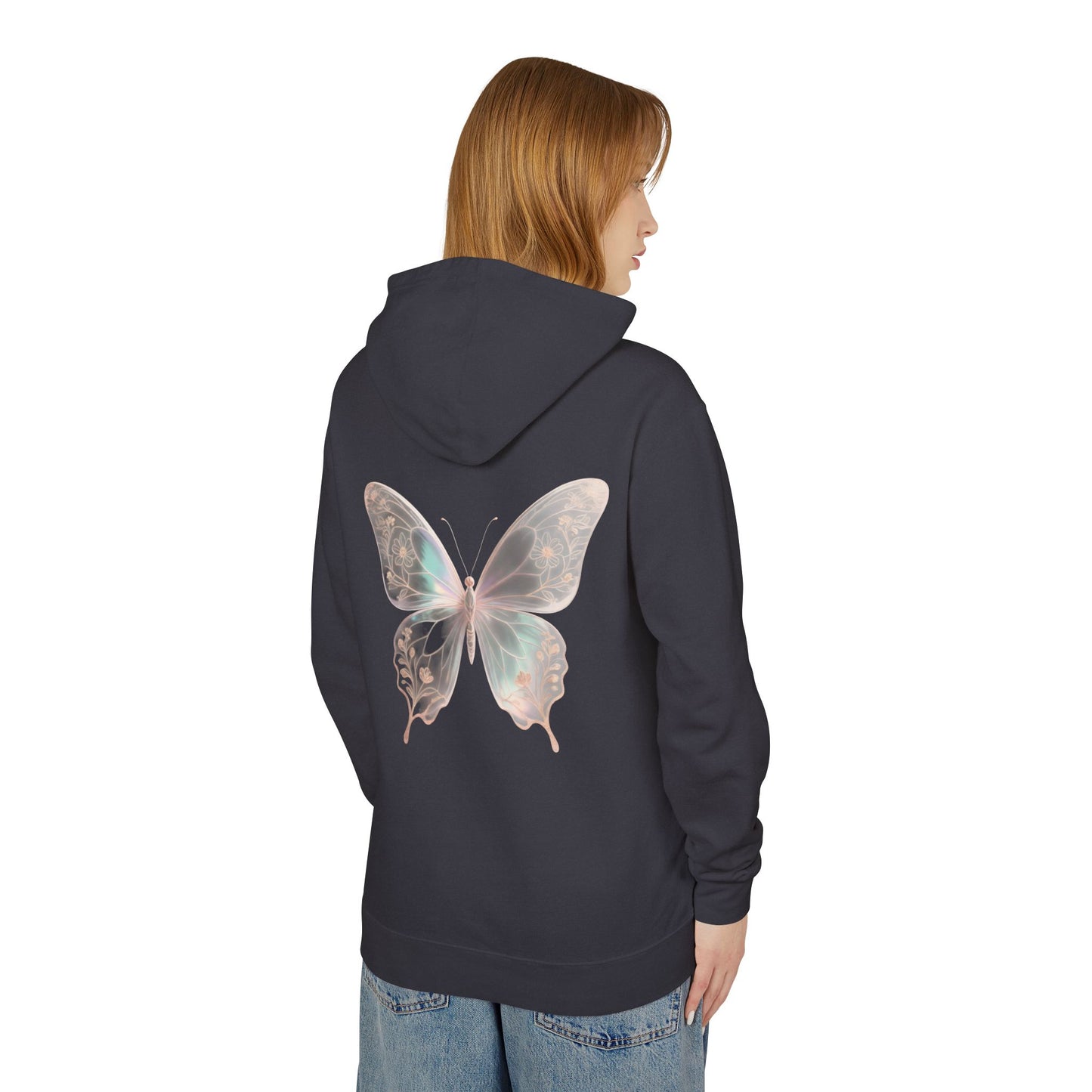 Butterfly Personalized Hoodie — Pastel Floral Butterfly Lightweight Hoodie