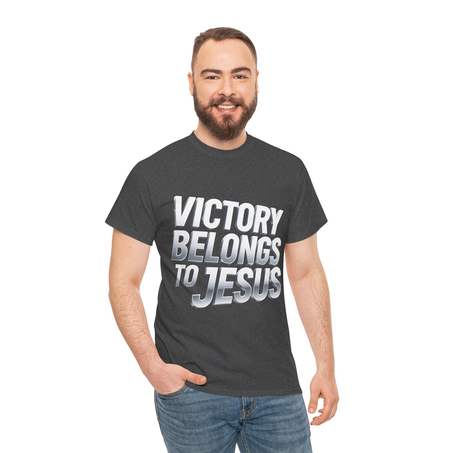 Victory Belongs to Jesus T-Shirt — Heavyweight Christian Faith Tee