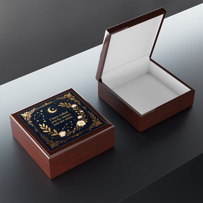Keepsake Jewelry Box – 'I Have Called You By Name; You Are Mine' Gold Floral Moon Design