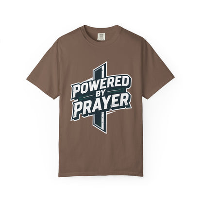 Powered by Prayer T‑Shirt — Faith Graphic Tee with Cross