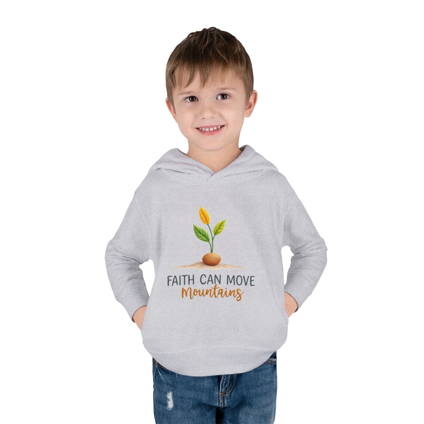 Toddler Hoodie - "Faith Can Move Mountains" Plant Graphic