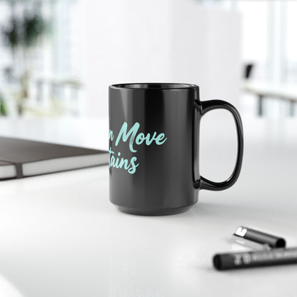 Keep Going Black Ceramic Mug — Aqua Script Inspirational Coffee Cup (11oz & 15oz)