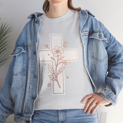 Floral Cross Tee — Delicate Bloom Christian T-Shirt