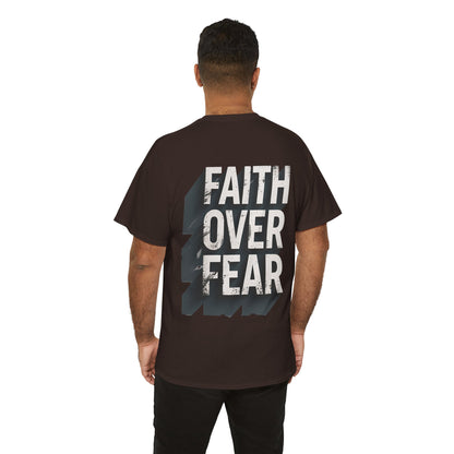 Faith Over Fear Cotton Tee — Distressed Inspirational Graphic