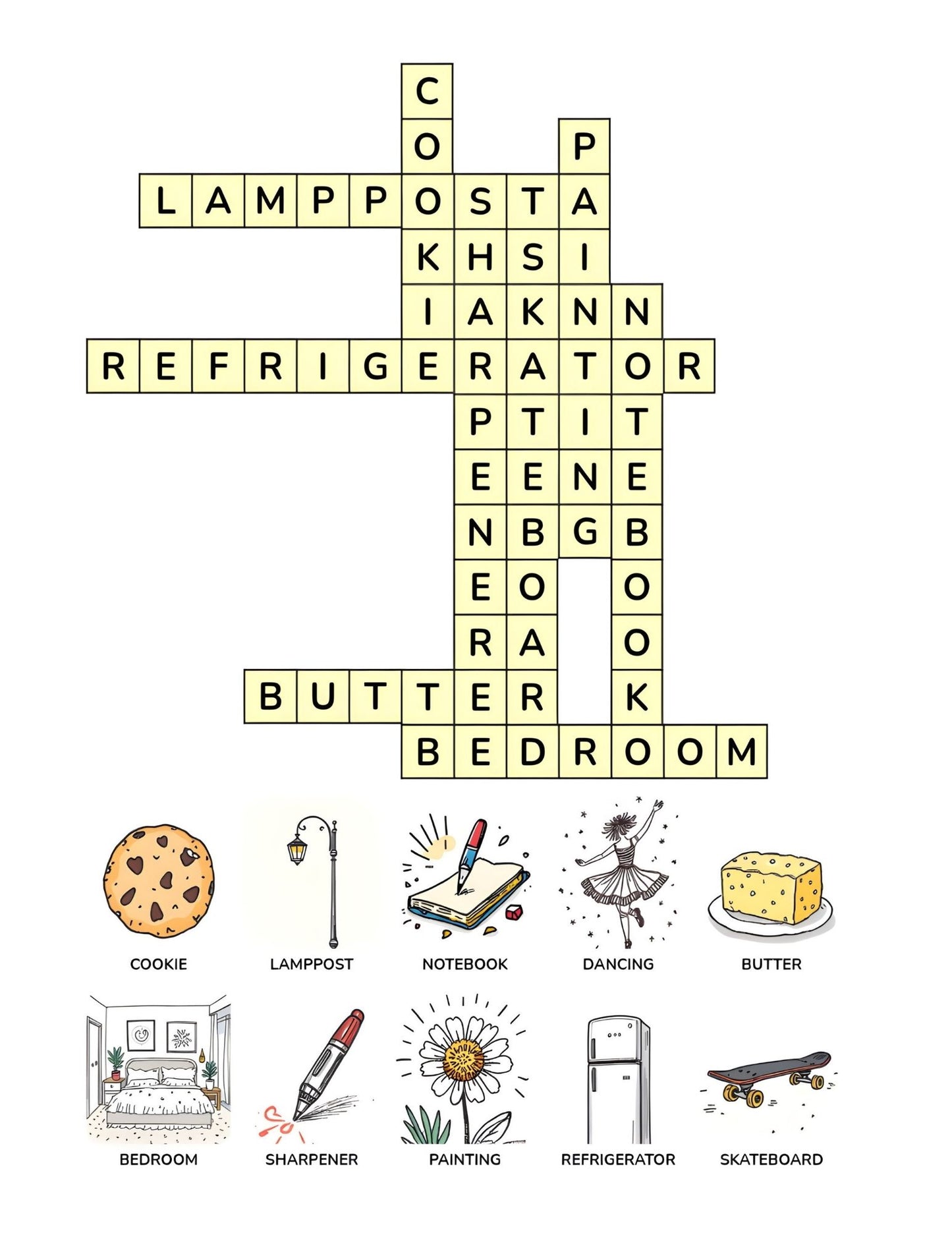 Everyday Words Crossword Book for Kids | 25+ crossword puzzles | Large, easy-to-read layout (8.5 x 11 inches) | PDF File Digital Download