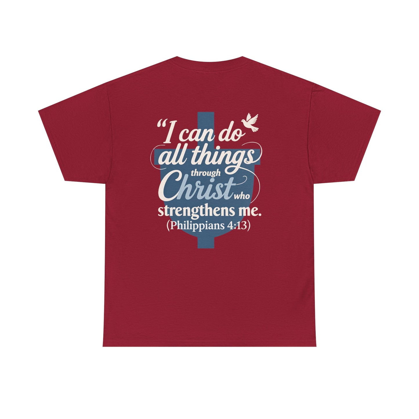 Philippians 4:13 Cotton Tee — "I Can Do All Things" Christian Prayer T-Shirt
