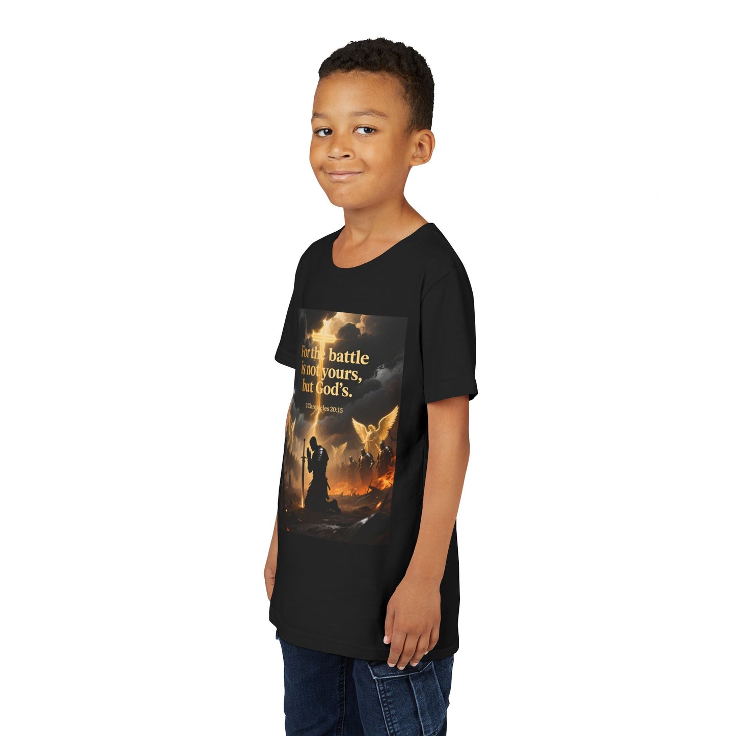 For the battle is not yours, but God's youth tee | Christian hands design | Meaningful Gift for Kids