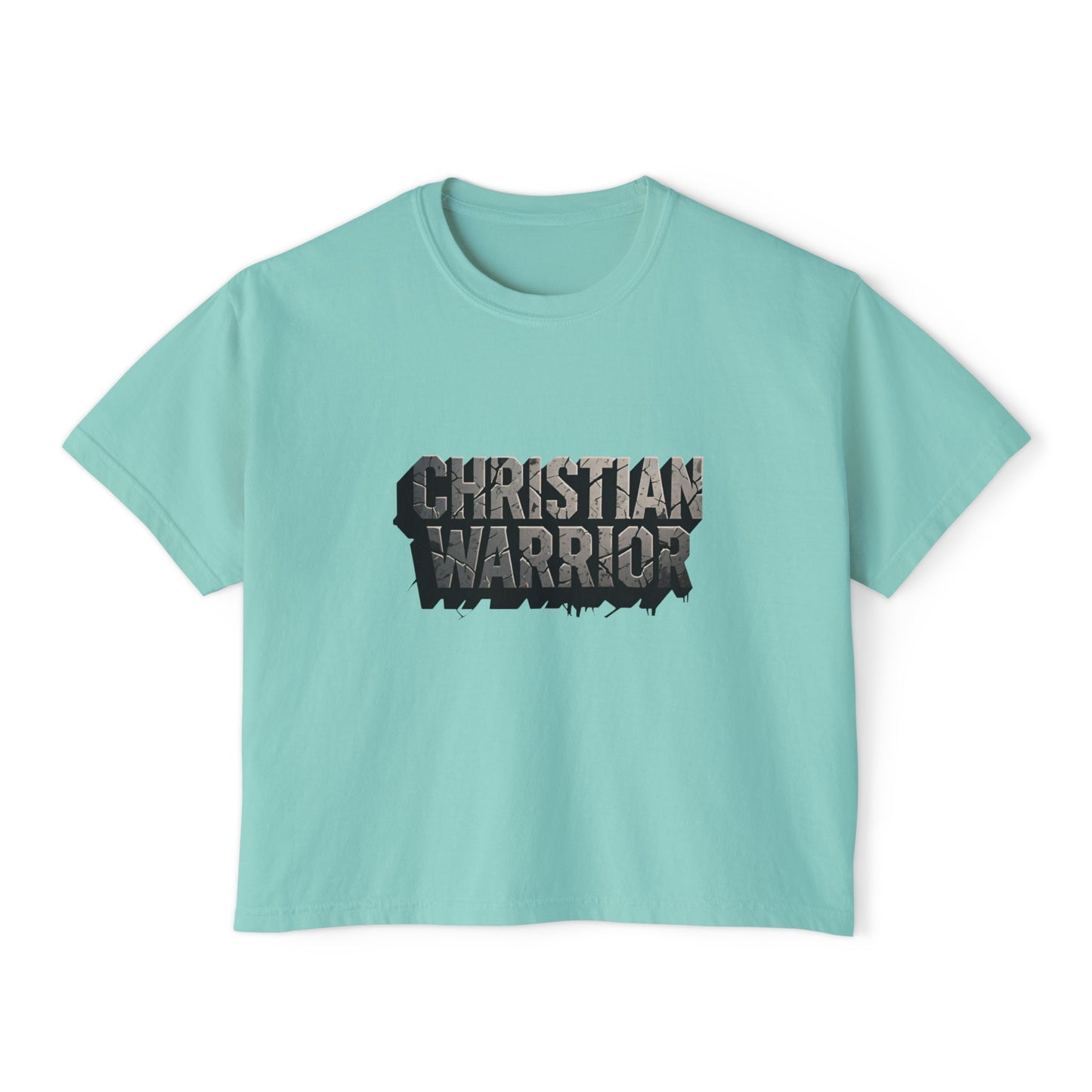 Christian Warrior Boxy Tee — Women's Faith Graphic Shirt