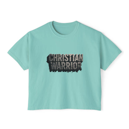 Christian Warrior Boxy Tee — Women's Faith Graphic Shirt