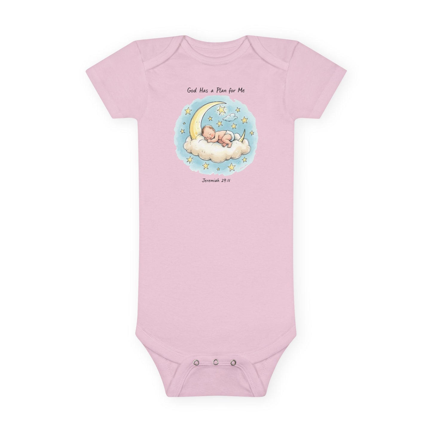 Baby Onesie - 'God Has a Plan for Me' Sleeping Moon Newborn Bodysuit
