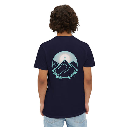 Pocket T-Shirt — Mountain Cross Back Graphic