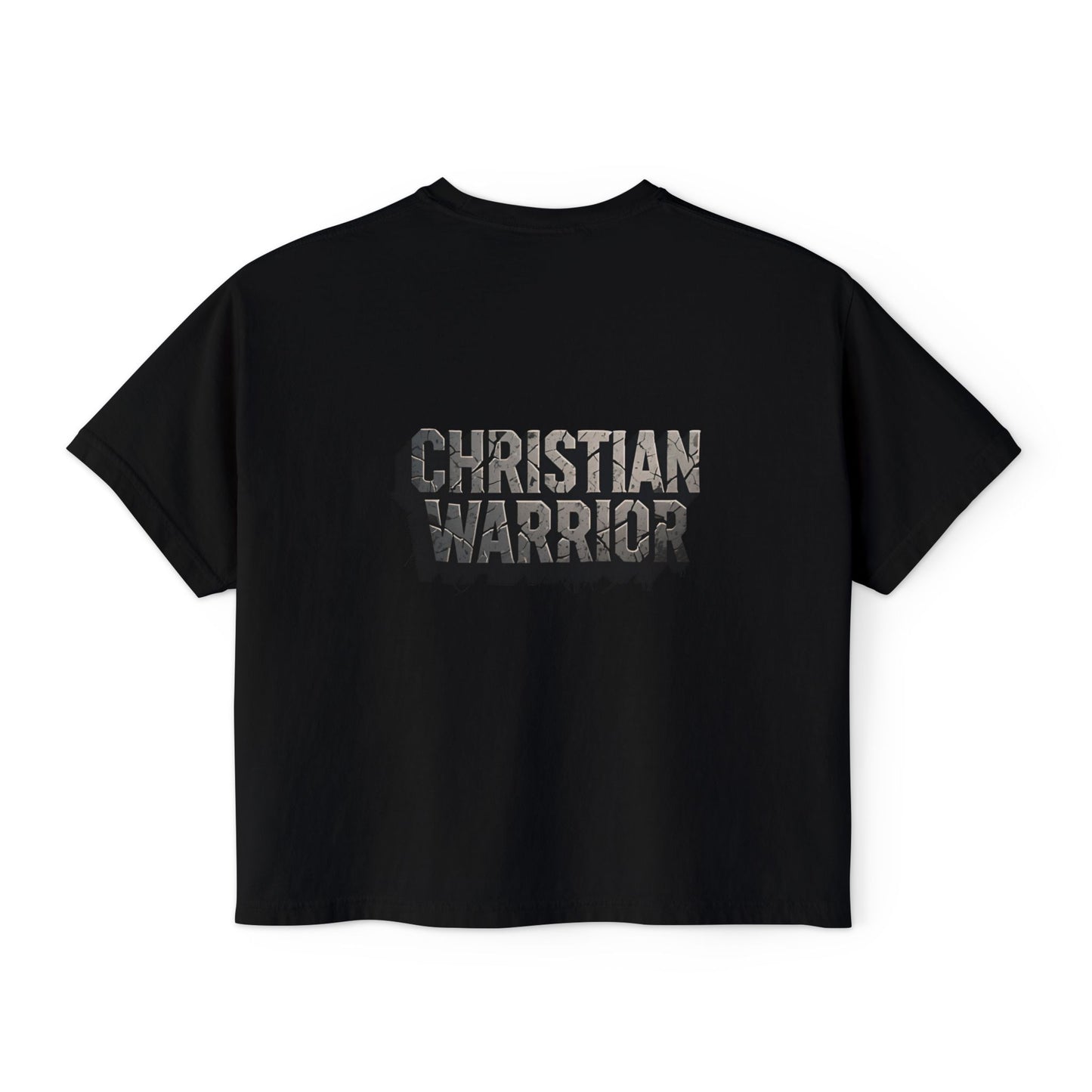 Christian Warrior Boxy Tee — Women's Faith Graphic Shirt