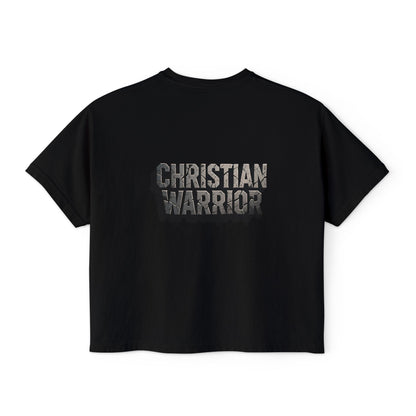 Christian Warrior Boxy Tee — Women's Faith Graphic Shirt