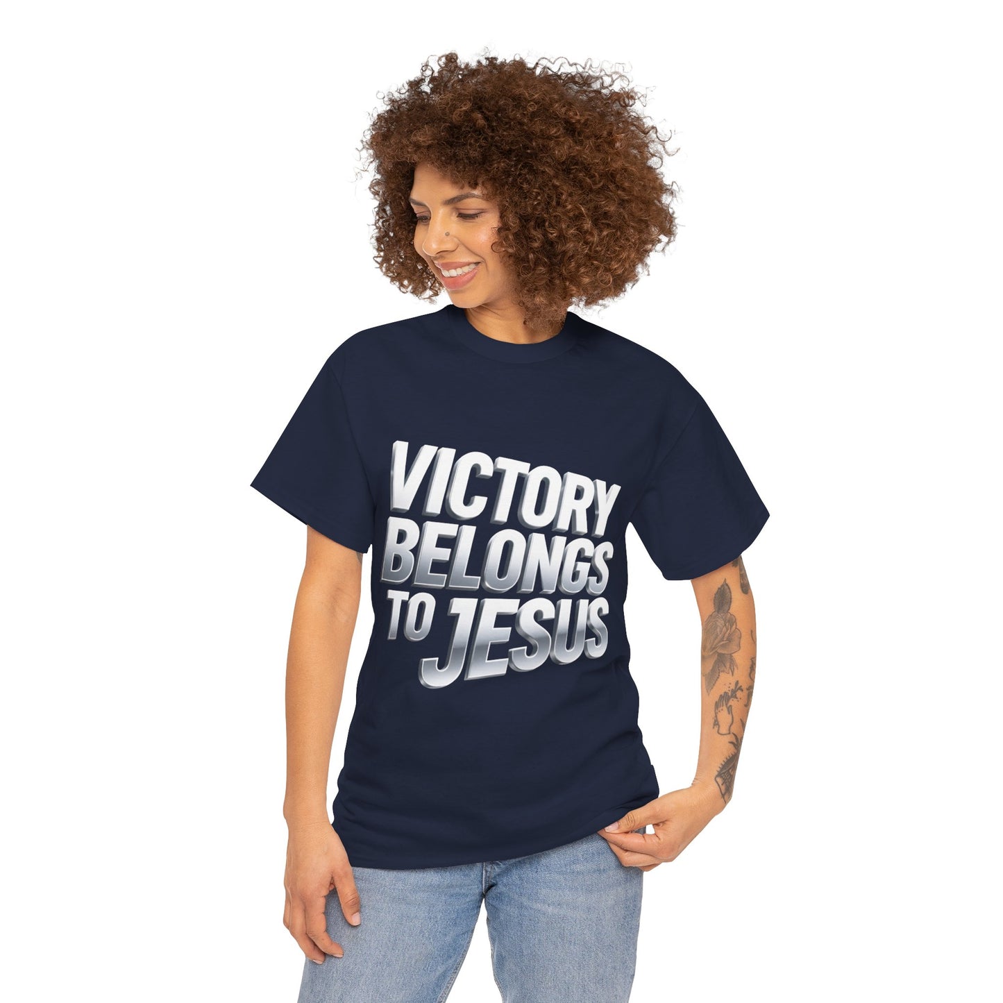 Victory Belongs to Jesus T-Shirt — Heavyweight Christian Faith Tee